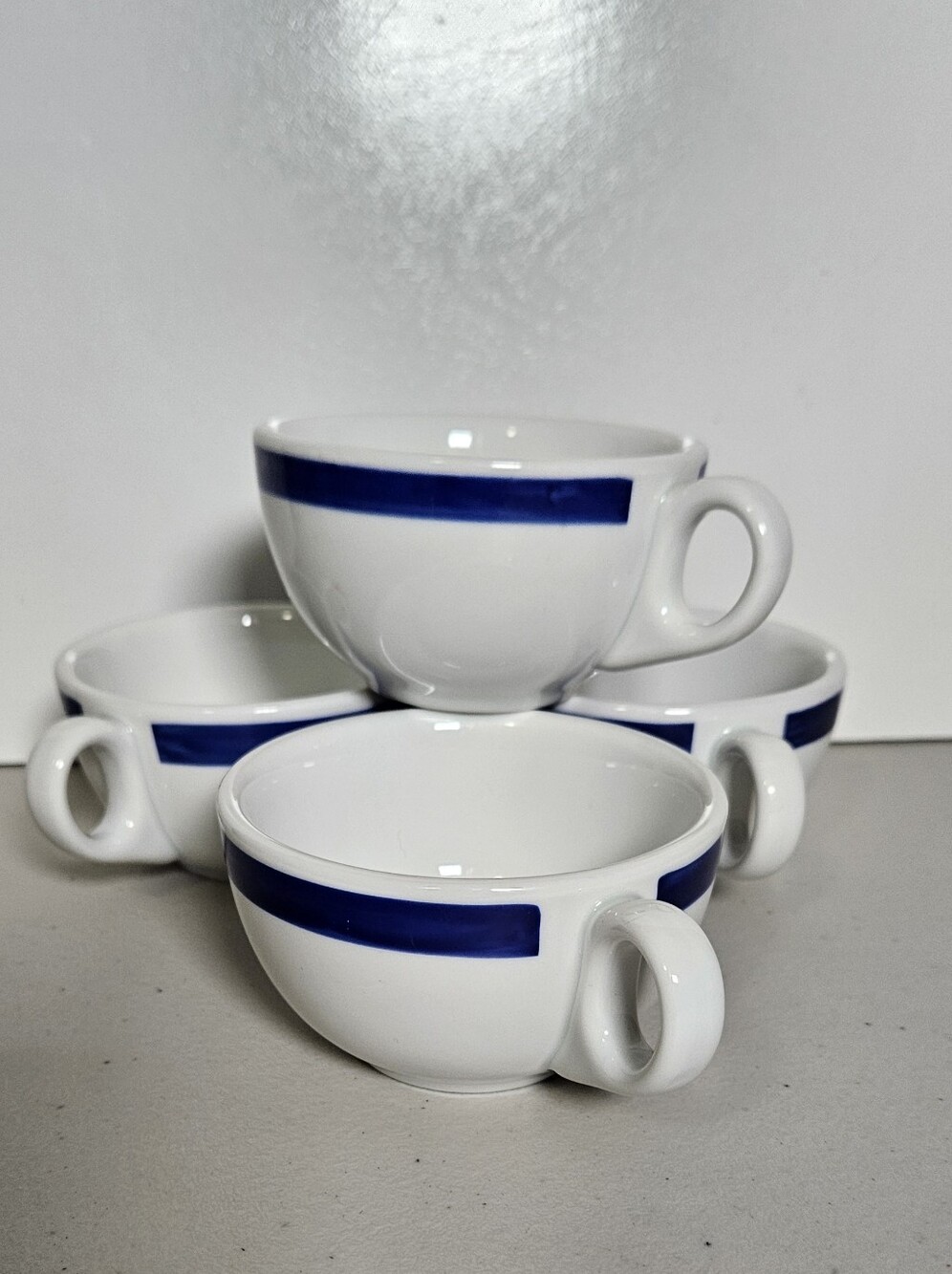 Crate & Barrel Blue Diner Demitasse Coffee Cups Espresso Cappuccino Small